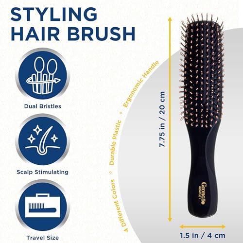 Giorgio GIO1-2BLK Black Set of 2 Gentle Touch Detangler Hair Brush for Men Women and Kids. Soft Bristles for Sensitive Scalp. Wet and Dry for all Hair Types. Scalp Massager Brush Stimulate Hair Growth - Image 2