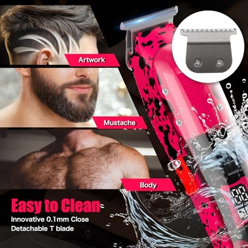 Professional Hair Clippers for Woman, Cordless Barber kit for Hair Cutting & Grooming, Hair Clippers and Trimmer Set for Barber Haircut with LED Display, 8 Fade Taper Combs(Pink Set) - Image 6