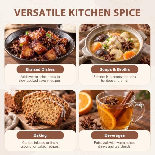 Soeos Star Anise, Star Anise Whole, Anise Seeds, NON-GMO Verified，16 Ounce - Image 5