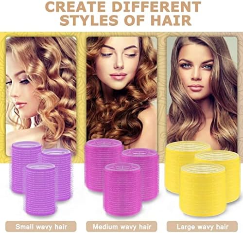 Sungenol Self Grip Hair Rollers Set, 18 Rollers in 3 Sizes with Clips - Image 3