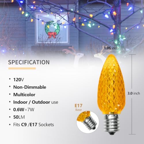 50PACK Multicolor C9 LED Christmas Lights Shatterproof Waterproof Plastic - Image 2