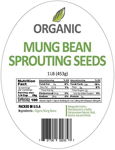 Organic Mung Bean Sprouting Seeds - Rich with Fiber & Minerals | USDA and CCOF Certified | Packed in USA | 1Lb - Image 4