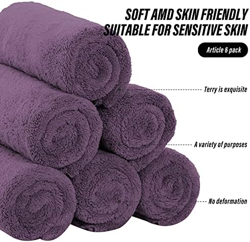 MOONQUEEN 6 Pack Premium Hand Towels - Quick Drying - Microfiber Coral Velvet Highly Absorbent Towels - Multipurpose Use as Hotel, Bathroom, Shower, Spa, Hand Towel 16 x 28 inches (Plum) - Image 7
