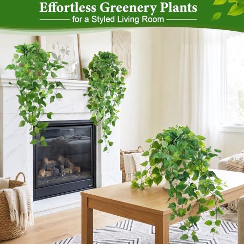 8Pcs Fake Hanging Plants, 43" Artificial Plants Greenery Pothos Ivy Vines - Image 6