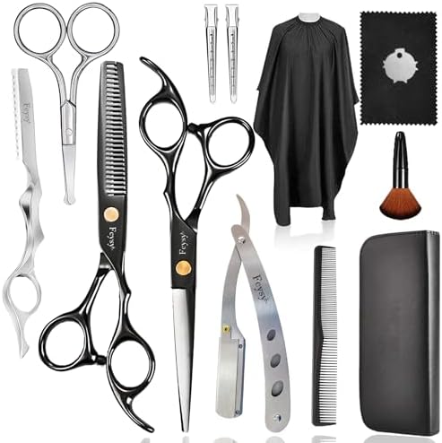 Hair Cutting Scissors Barber Shears Kit, Fcysy Capas De Barbero Profesional Hair Thinning Scissors for Haircutting, Haircut Scissors Blending Shears Eyebrow Hair Trimming Scissors Set for Men Women by Fcysy