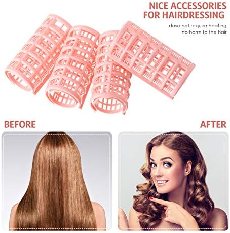 Syhood 12 Pcs 1.1 in Jumbo Plastic Hair Rollers Curlers for Women, Peach - Image 4
