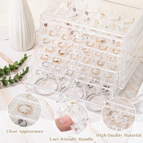 Ewen 5 Drawer Large Jewelry Organizer Box, Clear Acrylic 24-grid Jewelry Storage Boxes with Empty Jewelry Tray, Display Case for Rings, Necklaces, Bracelets and Hair Accessories, Gift for Mother Wife - Image 4
