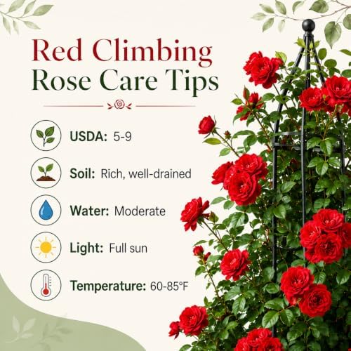 Red Climbing Roses Plant, Fragrant Rose Bush, Perennial Red Flower Roses in Home Garden, 2-4 Inch Tall - Image 4
