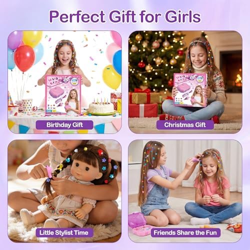 Hair Gem Stamper Kit – Hair Jewelry & Bling Craft Toys for Girls – Sparkling Hair Accessories with Glitter Sequins – DIY Hair Arts Crafts – Birthday Gifts for 5 6 7 8 9 10 11 12 Year Old - Image 7