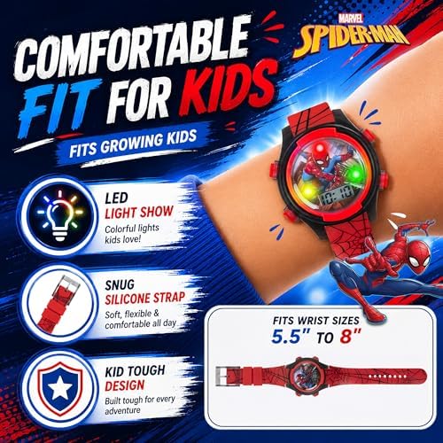 Marvel Spider-Man Kids Watches – Digital Display, Interactive Features, Adjustable Strap, Vibrant Spider-Man Graphics, Durable for Active Kids - Image 5