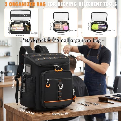 Hairstylist Traveling Bag, Large Barber Travel Backpack for Hot Hair Tools - Image 2