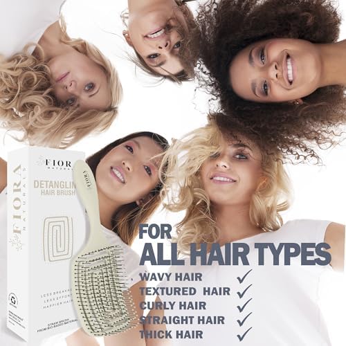 Fiora Naturals Detangler Brush for Wet and Dry Hair, Soft Detangling Brush - Image 6