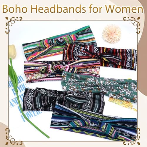 6 Pcs Short Bow Headbands for Women Boho Twist Knotted Hair Bands - Image 2