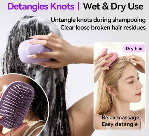 Shampoo Brush Scalp Massager, Scrubber Exfoliator for Dandruff, Purple - Image 6