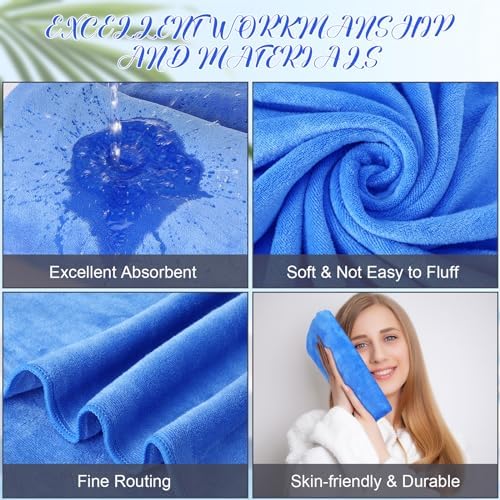 SmoothNovelty 16 Pack Microfiber Bath Towels Bulk, Simple, Royal Blue - Image 3