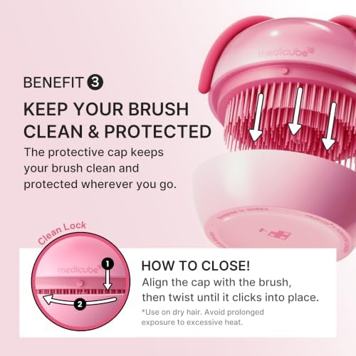medicube Ribbon Cherry Hair Brush, Detangler for Glass Hair, Pink - Image 7