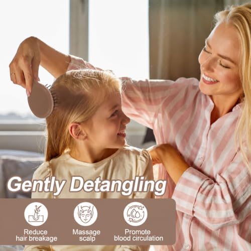 Mini Hair Bursh for Kids Women and Men, Protable Travel Size Hair Brush for Pockets Purse backpack, Mini Detangler Brush for All Hair Types, Small Hair Brush for Detangling(Brown) - Image 4