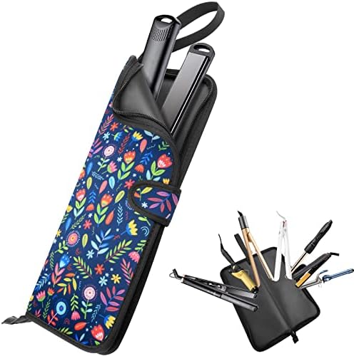 2-in-1 Heat Resistant Flat Iron Holder and Travel Case - Neoprene Curling Iron Pouch With Silicone Mat for Hair Styling Tools (13 x 5 Inches) by Homakover