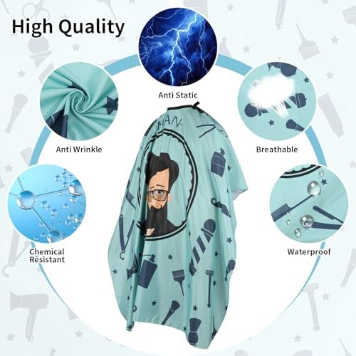Professional Hair Cutting Cape with Neck Duster Brush, Waterproof Salon Barber Cape with Snaps, Barber Accessories (Barber Supplies) - Image 3