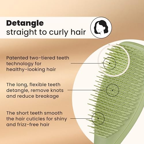 Tangle Teezer Matte Ultimate Detangler Brush, Straight to Curly, Olive - Image 2