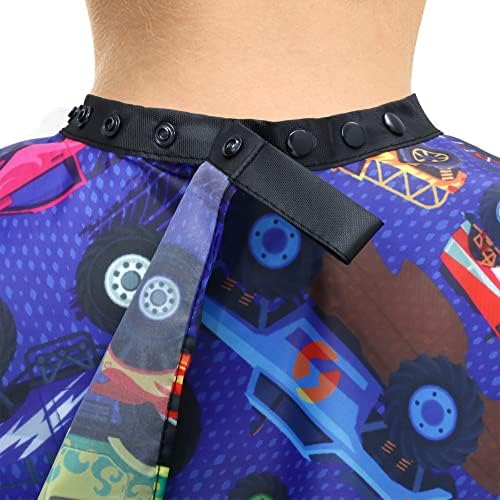 Kids Barber Cape For Hair Cutting at Home or Salon, Barber Shop Haircut Cape for Big Boys Adjustable Neck with Snaps, Monster Truck - Image 5