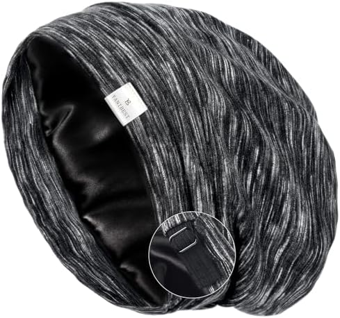 YANIBEST Slouchy Beanie Hat Satin Lined Sleep Cap Chemo Headwear Caps Black by yanibest