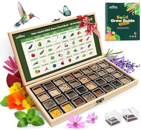 Lush&Dew Zone 6 Heirloom Survival Seed Kit, 32 Types 30,000+ Non-GMO Seeds by LUSHDEW