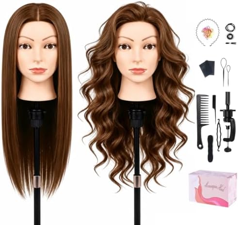 100% Real Human Hair Mannequin 22'' Hair Styling Mannequin Heads Practice by TopDirect