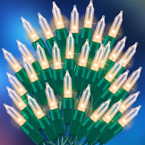 Ultra-Bright Connects End to End Warm White Christmas Mini Lights 100L 19.6Ft UL Listed Incandescent Bulb String Light Set for Indoor and Outdoor Holiday Garden Party Christmas Tree Decor by TWINGLEHOME