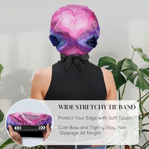 Satin Hair Braid Bonnet for Sleeping Double Layer Elastic Wide Soft Tie Band Hair Silk Lined Sleep Cap Women Girls - Image 5