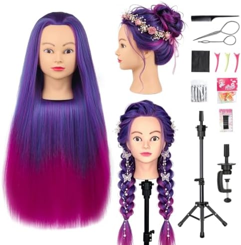 Mannequin Head with Hair 28" Doll Head for Hairdresser & Tripod Stand by Opini