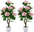 Artificial Hydrangea Tree 2 Pack, 3FT Faux Hydrangea Plant in Pot with Pink Flowers, Greenery Potted Plant for Indoor Outdoor Office Home Porch Decor, Pink by Jcezvnt