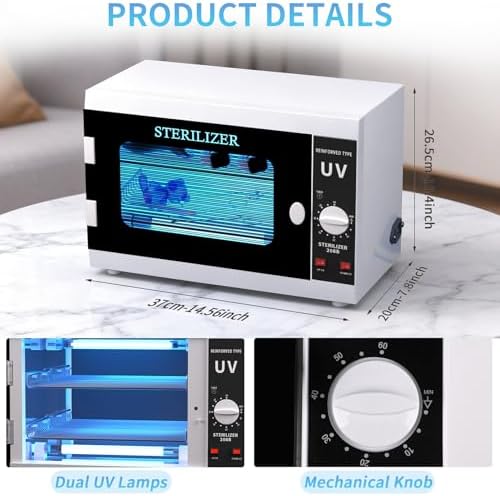 12L Nail Tools Cleaning Machine, Professional Dual Lamps System Cabinet - Image 2