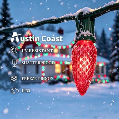 C9 LED Christmas Lights Outdoor Replacement Bulbs Red/Green - Image 4