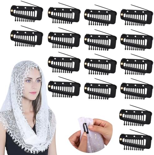 Vodolo Chunni Clips with Safety Pins,16 PCS Strong Chunni Grip Dupatta Setting Clips Indian for Woman Black by Vodolo