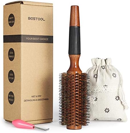 BESTOOL Round Brush for Drying, Boar Bristle Hair Brush, Large Round Style Brush for Women and Men, Smoothing, Curling, Adding Shine (2.5 Inch) by BESTOOL