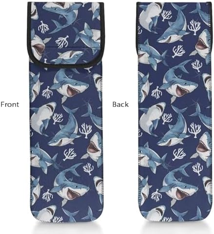 Heat Resistant Neoprene Curling Iron Holder Cover Bag Flat Iron Travel Case for Hair Tools Curling Iron Organizer Bag or Travel Daily Use, 15 x 5 Inches Shark - Image 2