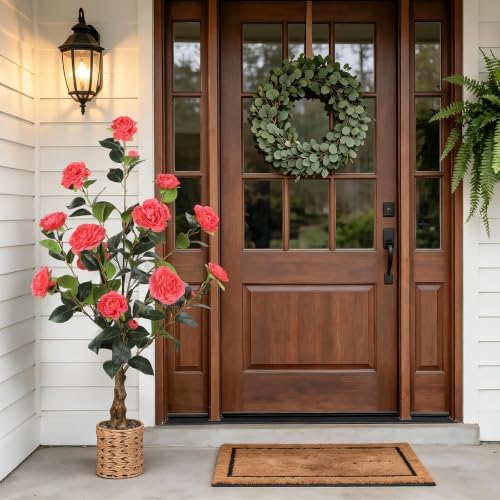 3FT Artificial Camellia Tree, Faux Camellia Plant Outdoor Camellia Flowers Tree Greenery Potted Plant for Living Room Door Patio Deck Yard Décor Outdoor Indoor - Image 4