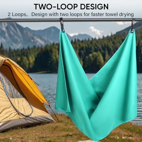 APEXUP Microfiber Travel Towel, Ultra Absorbent Quick Dry Towels, Lightweight Gym Sports Camping Towel for Workout, Yoga, Beach, Shower, Swimming (72"×40", Mint Color) - Image 6