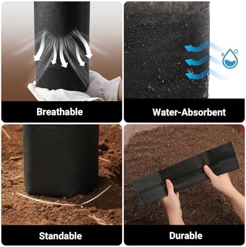 Fabric Grow Bags - 7x13.8 inches Breathable Black Seed Starter Plant Grow Bags for Seedling Pots, Nursery Pots for Plants, 50pcs - Image 4