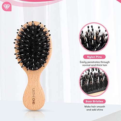 2Pcs Hair Brush Mini Boar Bristle Hairbrush for Thick Curly Thin Long Short Wet or Dry Hair Detangle Massage Add Shine, Pocket Travel Small Paddle Hair Brush for Men Women Kids - Image 2
