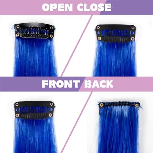 BEAHOT 12 PCS Clip in Colored Hair Extensions, 20 Inches Rainbow Hairpieces - Image 5