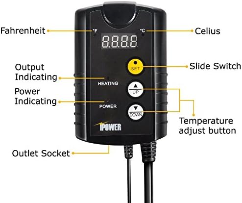 iPower 10" x 20" Warm Hydroponic Seedling Heat Mat and Digital Thermostat Control Combo Set for Seed Germination, Black - Image 5