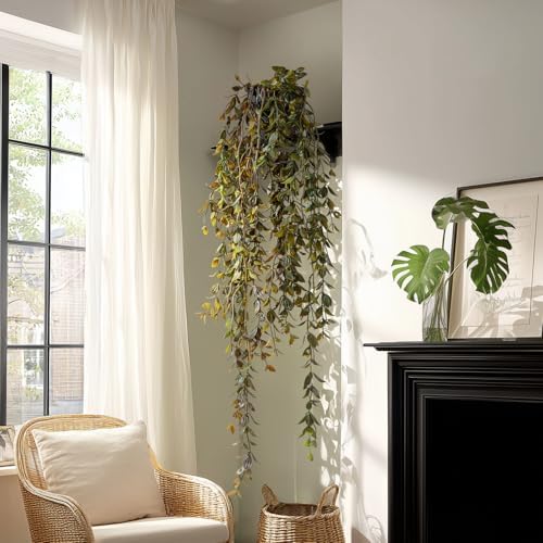 Artificial Hanging Plant 2 Pcs Faux Plant Ivy Vine Faux Eucalyptus Vines Fake Potted Greenery for Wall Living Room Home Shelf Office Bathroom Outdoor Indoor Decor (Type 3) - Image 4