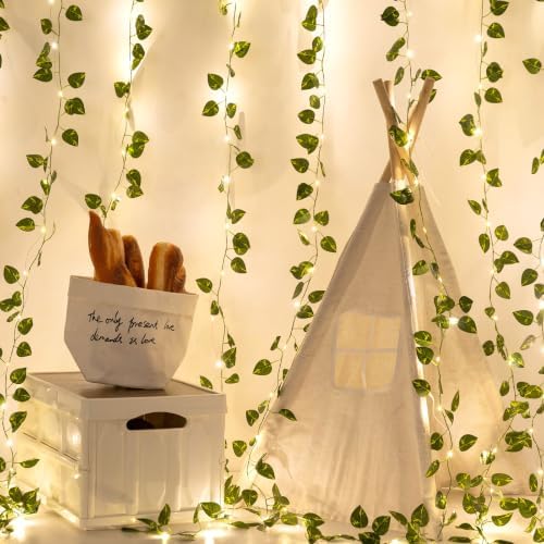 9.8Ft x 6.5Ft 200LED Artificial Ivy Fairy Lights with Remote,Fake Plant Vines Curtain String Light For Home Bedroom Living Room wall Wedding Christmas Party Office Coffee Farmhouse Dorm outdoor Decor - Image 4