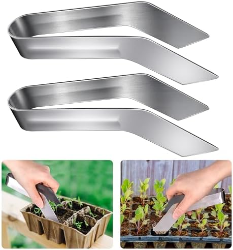 2 Pcs Seedling Transplant Tongs- 6.7 Inch Stainless Steel Gardening Plants Transplant Tongs- Seedling Remove Transplant Pliers for Reducing Root Damage by PurpleStar