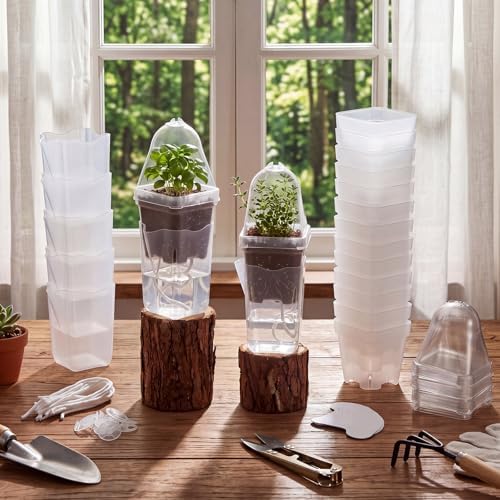 24 Pack 2.5" Small Self Watering Pots with Humidity Dome, Plastic - Image 2