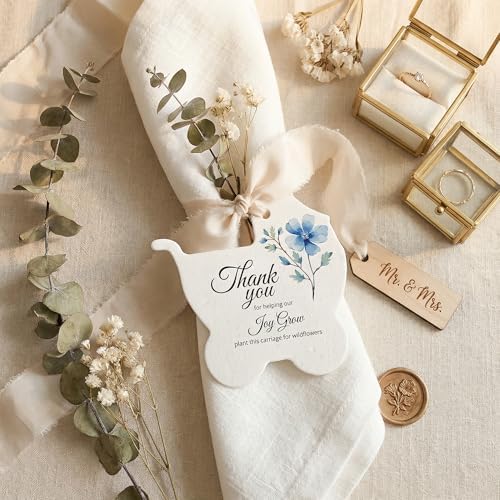 24 Blue Carriage-Shaped Gift Wrap Tags with Wildflower Seeds - Image 5