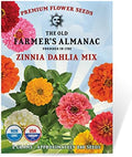 The Old Farmer's Almanac Zinnia Seeds (Dahlia Mix) - Approx 200 Flower Seeds - Premium Non-GMO, Open Pollinated, USA Origin by TheOldFarmersAlmanac
