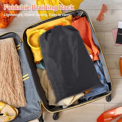 Hemndic Braiding Hair Rack with Tray, 2-sided 144 Pegs, Heavy Duty Braiding Rack Stand for Hair, Height Adjustable Standing Hair Extension Holder with Storage Bag & Braiding Accessories - Image 7